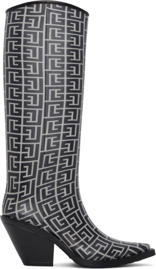 Balmain Black & Beige Rubber Monogram Tessa Boots