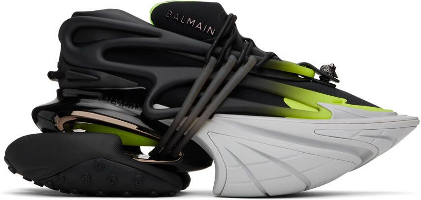 Balmain Black & Green Fluorescent Unicorn Sneakers
