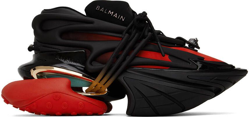 Balmain Black & Red Unicorn Sneakers