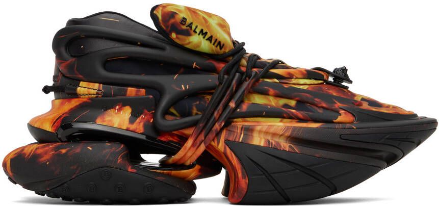 Balmain Black & Yellow Unicorn Sneakers - Picture 4