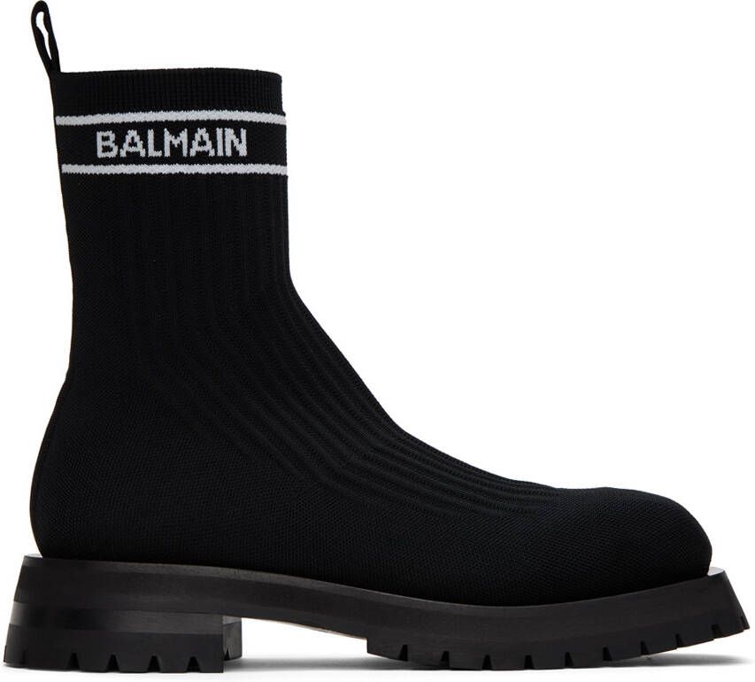 Balmain Black Knit Boots