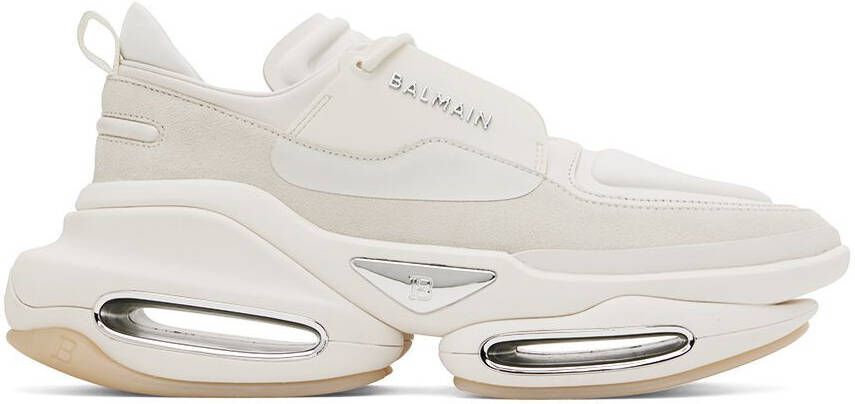 Balmain White B-Bold Low-Top Sneakers
