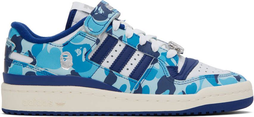 BAPE Blue & White adidas Edition Forum 84 Low Sneakers
