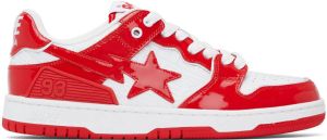 BAPE Red & White SK8 STA #5 Sneakers