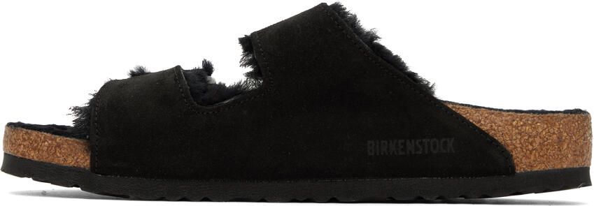 Birkenstock Black Regular Arizona Shearling Sandals - Picture 4