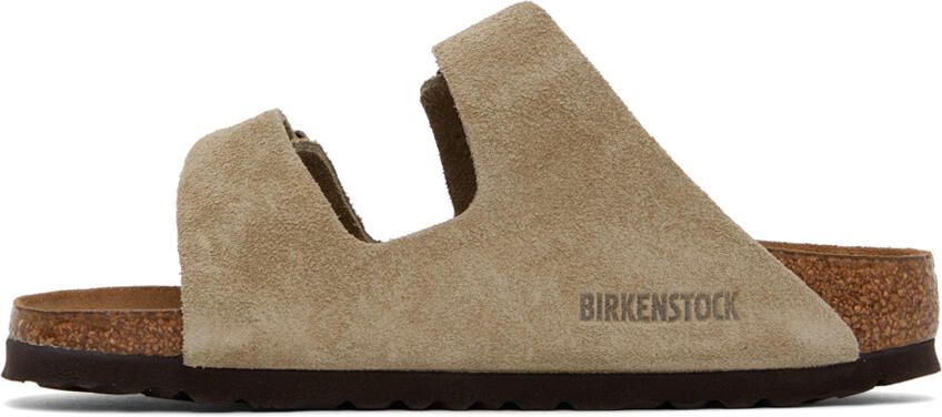 Birkenstock Taupe Regular Suede Soft Footbed Arizona Sandals - Picture 3