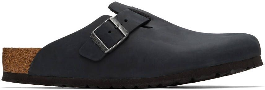 Birkenstock Black Oiled Leather Boston Loafers