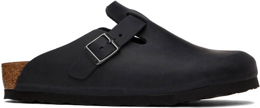 Birkenstock Black Oiled Leather Boston Loafers