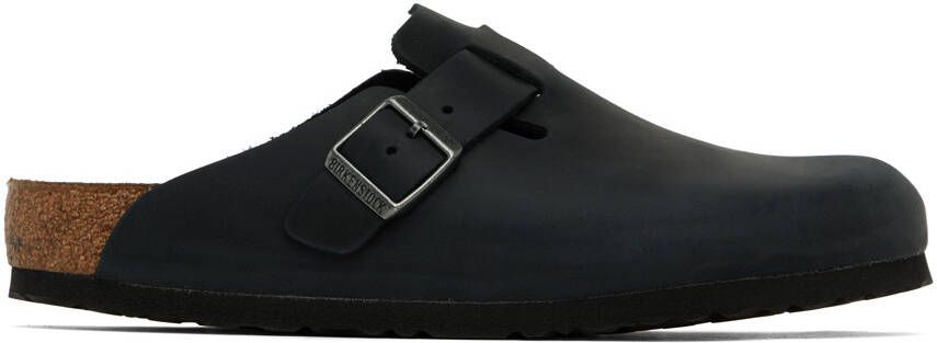 Birkenstock Black Oiled Leather Boston Loafers - Picture 4