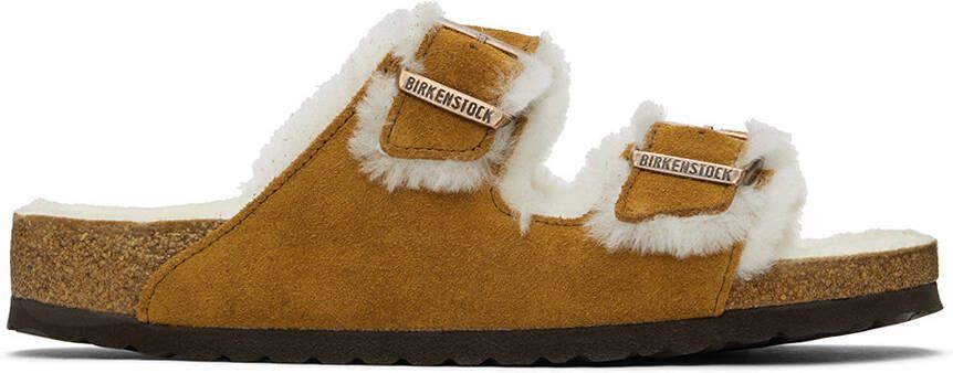 Birkenstock Tan Regular Shearling Arizona Sandals - Picture 2