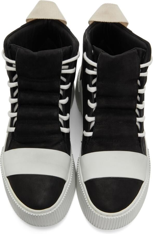 Boris Bidjan Saberi Black & Off-White Suede Bamba 1.1 High Top Sneakers - Picture 3