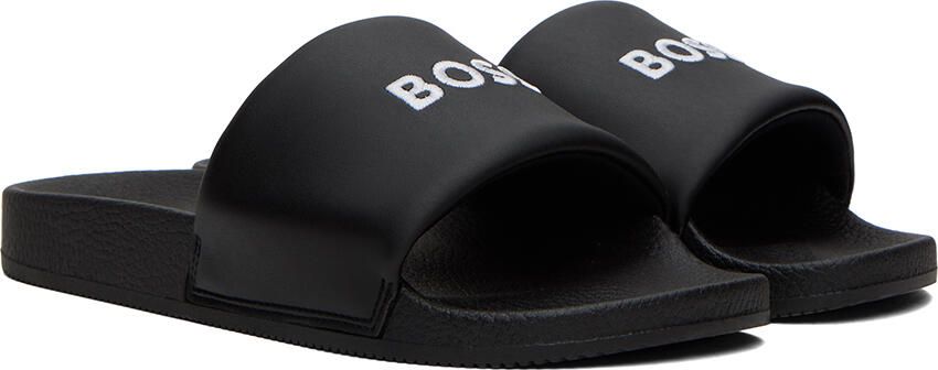 BOSS Black Embroidered Slides - Picture 2