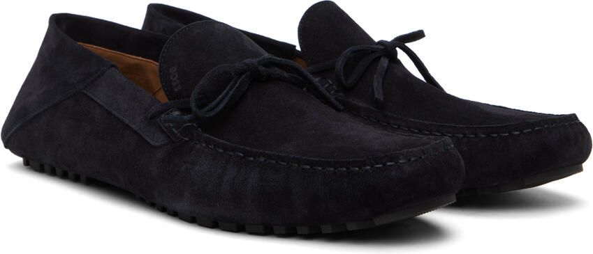BOSS Navy Knotted Trim Moccasins - Picture 2