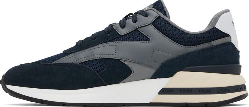 BOSS Navy Lace-Up Sneakers - Picture 3