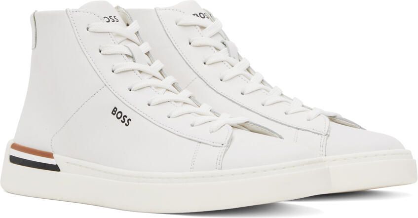 BOSS White Logo High-Top Sneakers - Picture 2