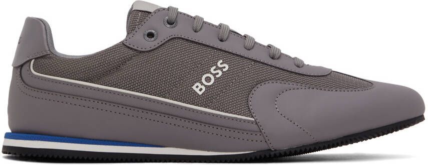 BOSS Gray Paneled Sneakers