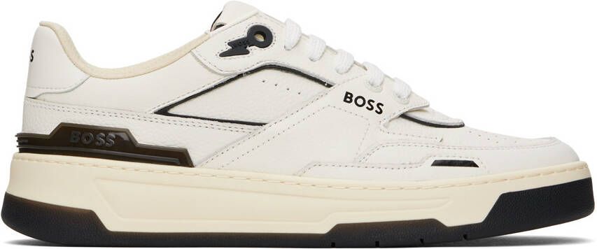BOSS White & Black Leather Sneakers