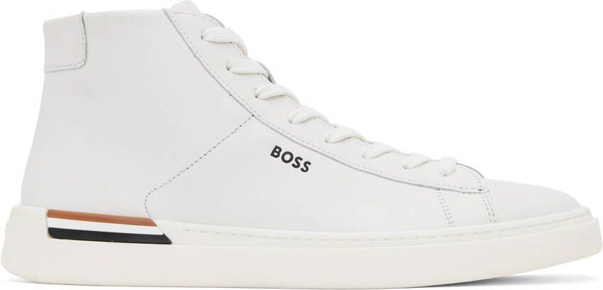 BOSS White Logo High-Top Sneakers