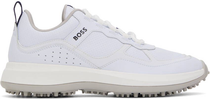 BOSS White Perforated Sneakers