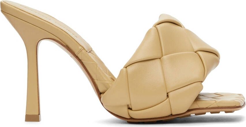 Bottega Veneta Beige Intrecciato Lido Heeled Sandals