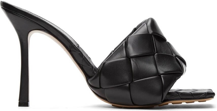 Bottega Veneta Black Intrecciato Lido Heeled Sandals
