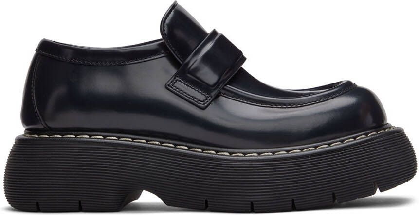Bottega Veneta Black Leather Swell Loafers