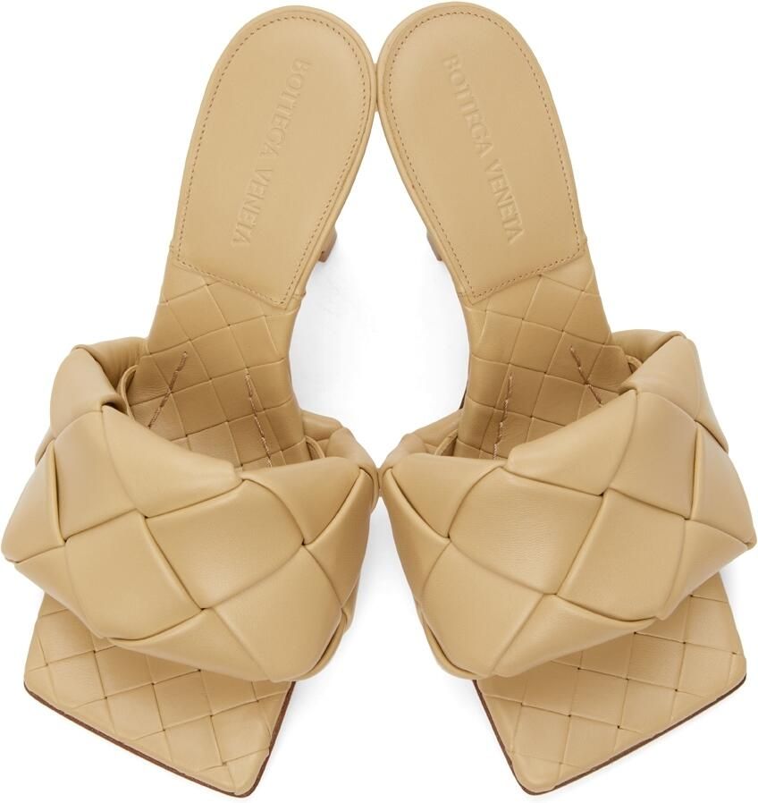 Bottega Veneta Beige Intrecciato Lido Heeled Sandals