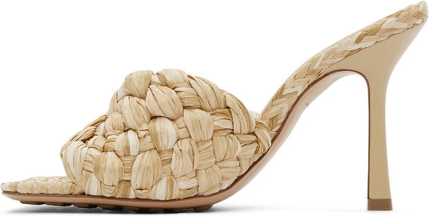 Bottega Veneta Beige Raffia Stretch Heeled Mules - Picture 2