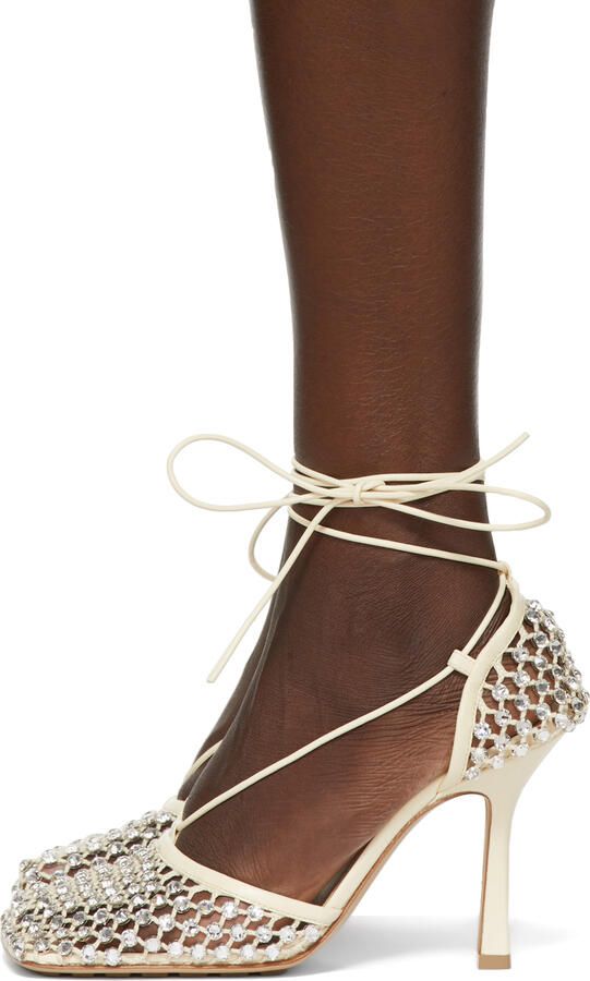 Bottega Veneta Beige Sparkle Stretch Heels - Picture 3