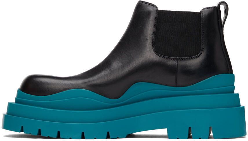 Bottega Veneta Black & Blue Low Tire Chelsea Boots - Picture 4