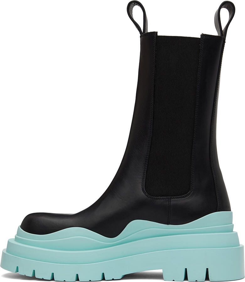 Bottega Veneta Black & Blue Tire Chelsea Boots - Picture 2