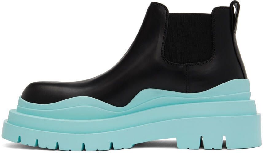 Bottega Veneta Black & Blue Tire Chelsea Boots - Picture 3