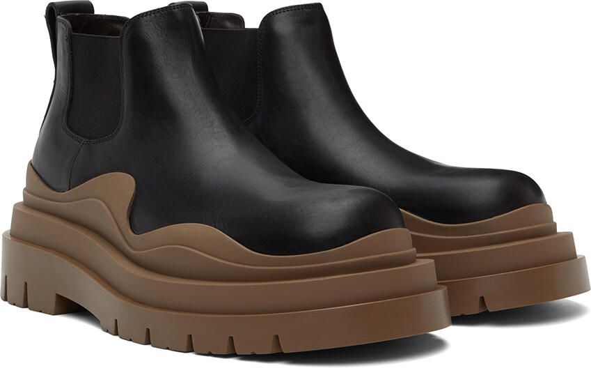 Bottega Veneta Black & Brown Tire Chelsea Boots - Picture 2