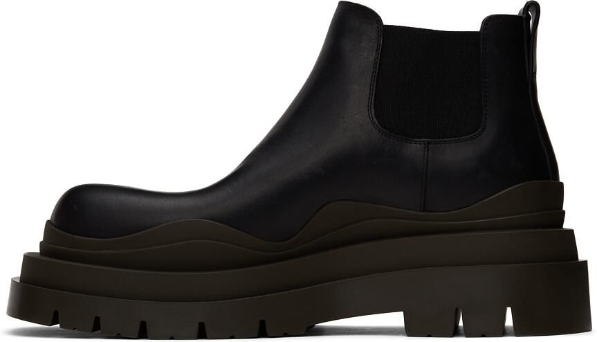 Bottega Veneta Black & Green Tire Chelsea Boots - Picture 3