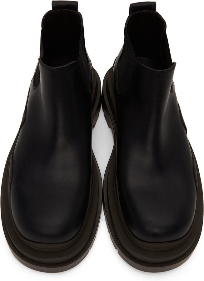 Bottega Veneta Black & Green Tire Chelsea Boots