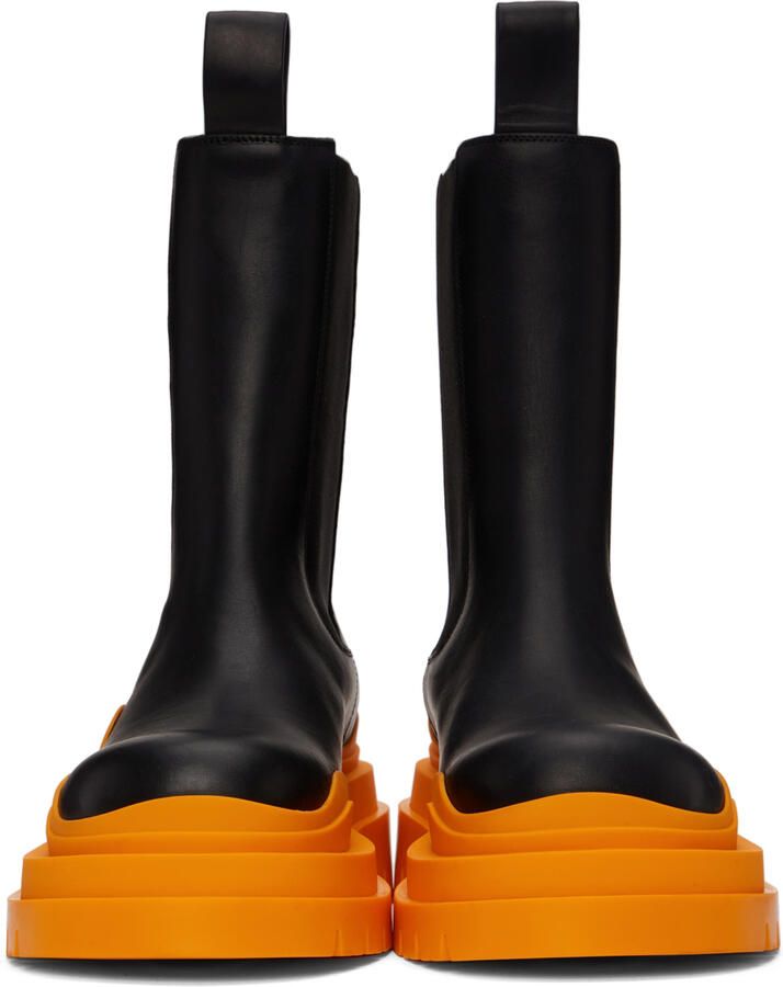 Bottega Veneta Black & Orange Tire Chelsea Boots - Picture 2