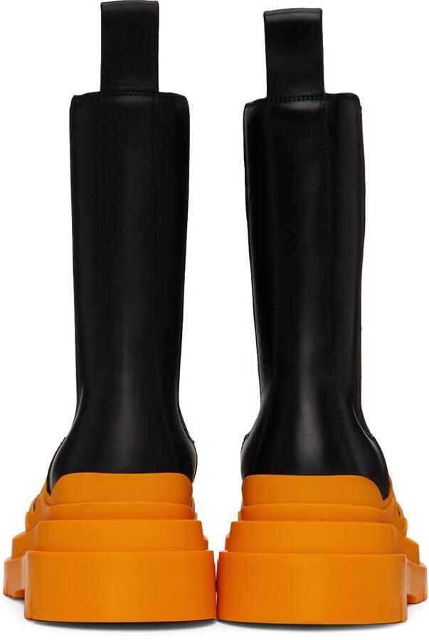 Bottega Veneta Black & Orange Tire Chelsea Boots - Picture 3