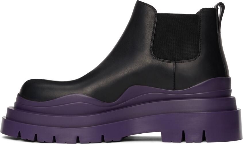 Bottega Veneta Black & Purple Low 'The Tire' Chelsea Boots - Picture 2