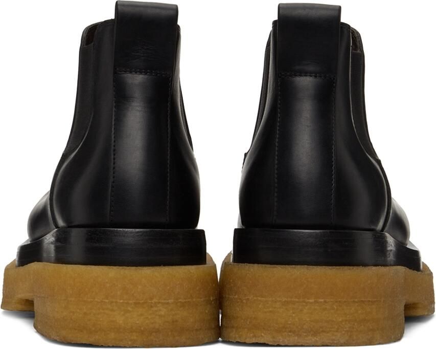 Bottega Veneta Black & Tan Crepe Sole Low Lug Chelsea Boots