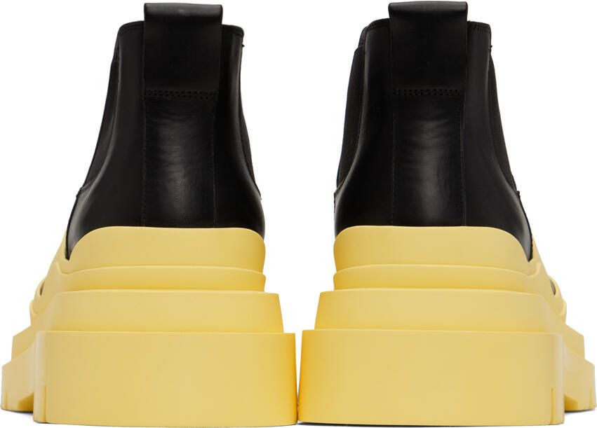 Bottega Veneta Black & Yellow Tire Chelsea Boots