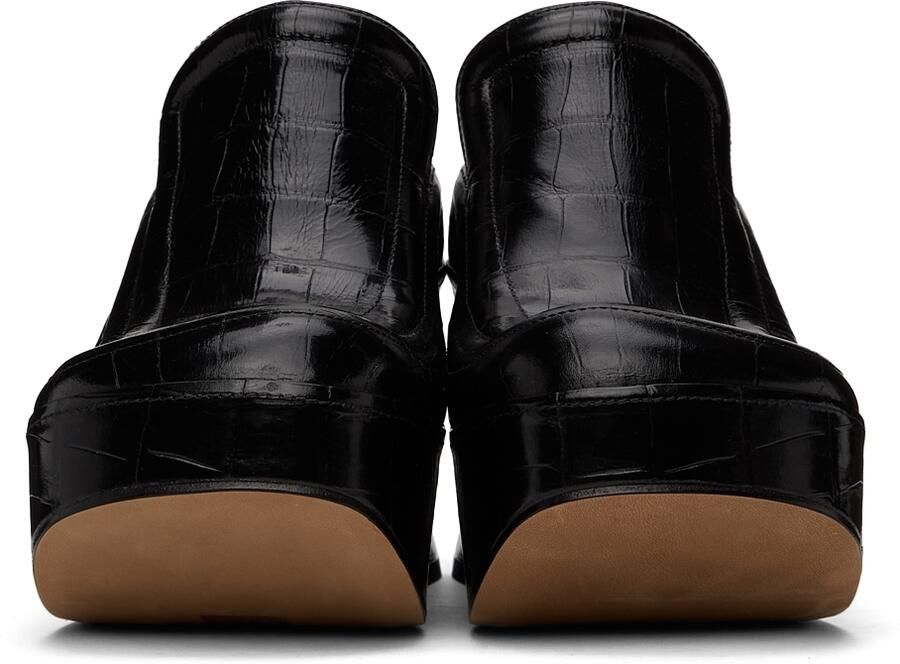Bottega Veneta Black Croc Wedge Heels