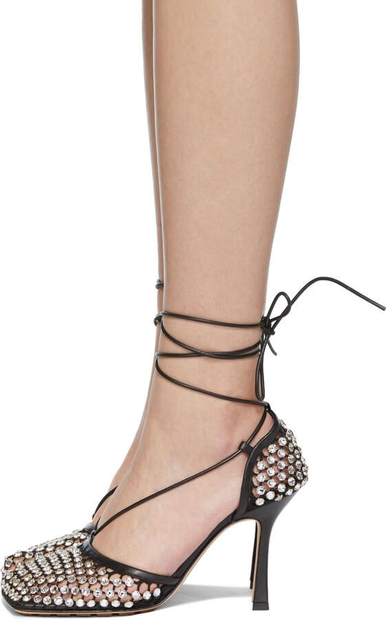 Bottega Veneta Black Crystal Stretch Heels - Picture 3