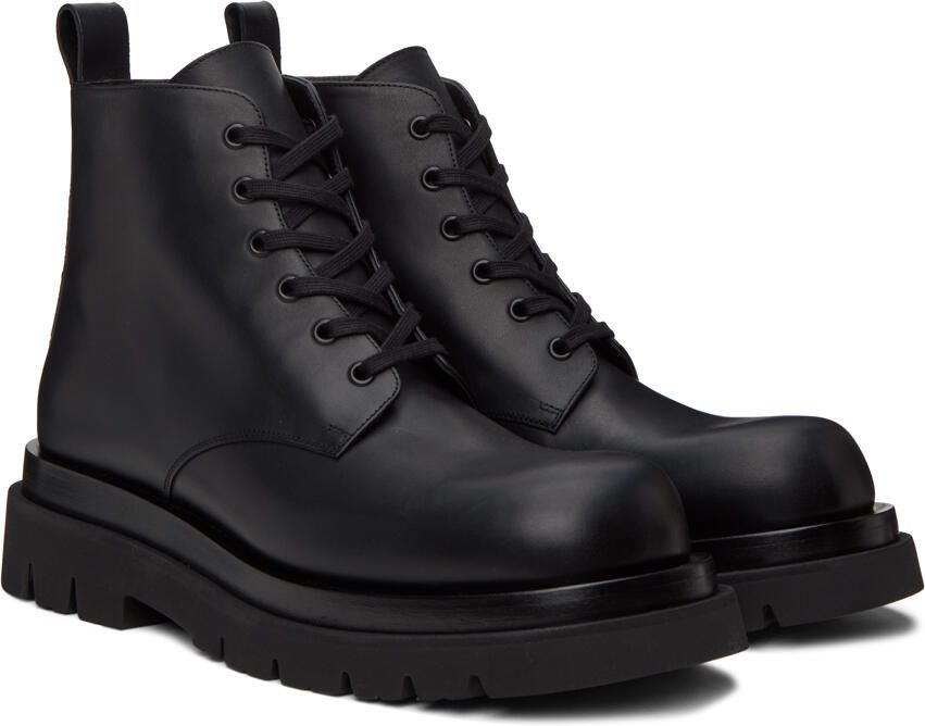 Bottega Veneta Black Lug Lace-Up Boots - Picture 2