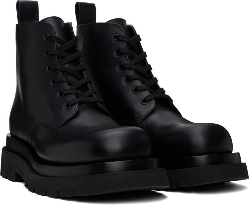 Bottega Veneta Black Lug Lace-Up Boots - Picture 2