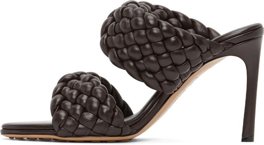 Bottega Veneta Brown Intrecciato Curve Heeled Sandals - Picture 2