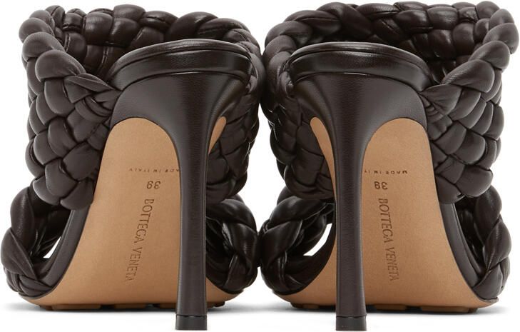 Bottega Veneta Brown Intrecciato Curve Heeled Sandals - Picture 3
