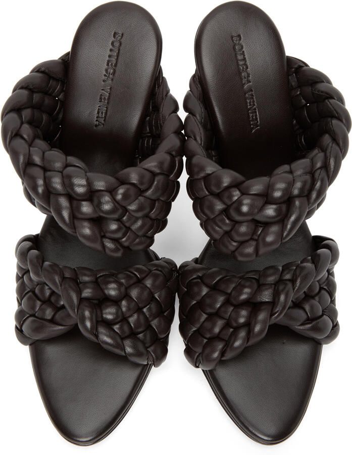 Bottega Veneta Brown Intrecciato Curve Heeled Sandals