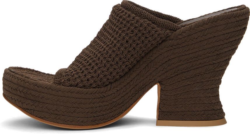 Bottega Veneta Brown Knit Wedge Sandals - Picture 2