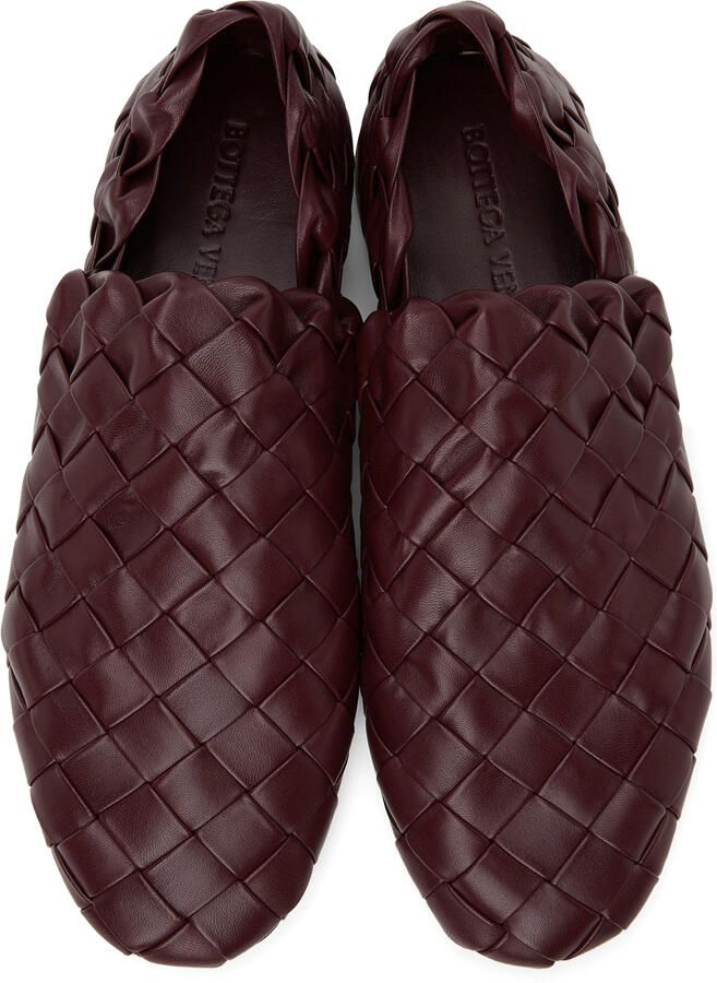 Bottega Veneta Burgundy Intrecciato Slider Loafers