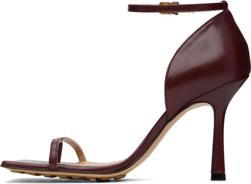 Bottega Veneta Burgundy Stretch Strap Heeled Sandals - Picture 3